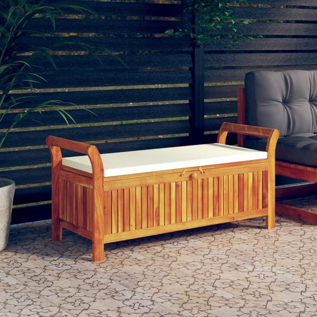 tidyard garten truhenbank mit kissen gartenbank gartentruhe holzbank sitztruhe gartenbox auflagenbox kissenbox spieltruhe sitzbank fuer terrasse garten balkon 126 cm massivholz akazie
