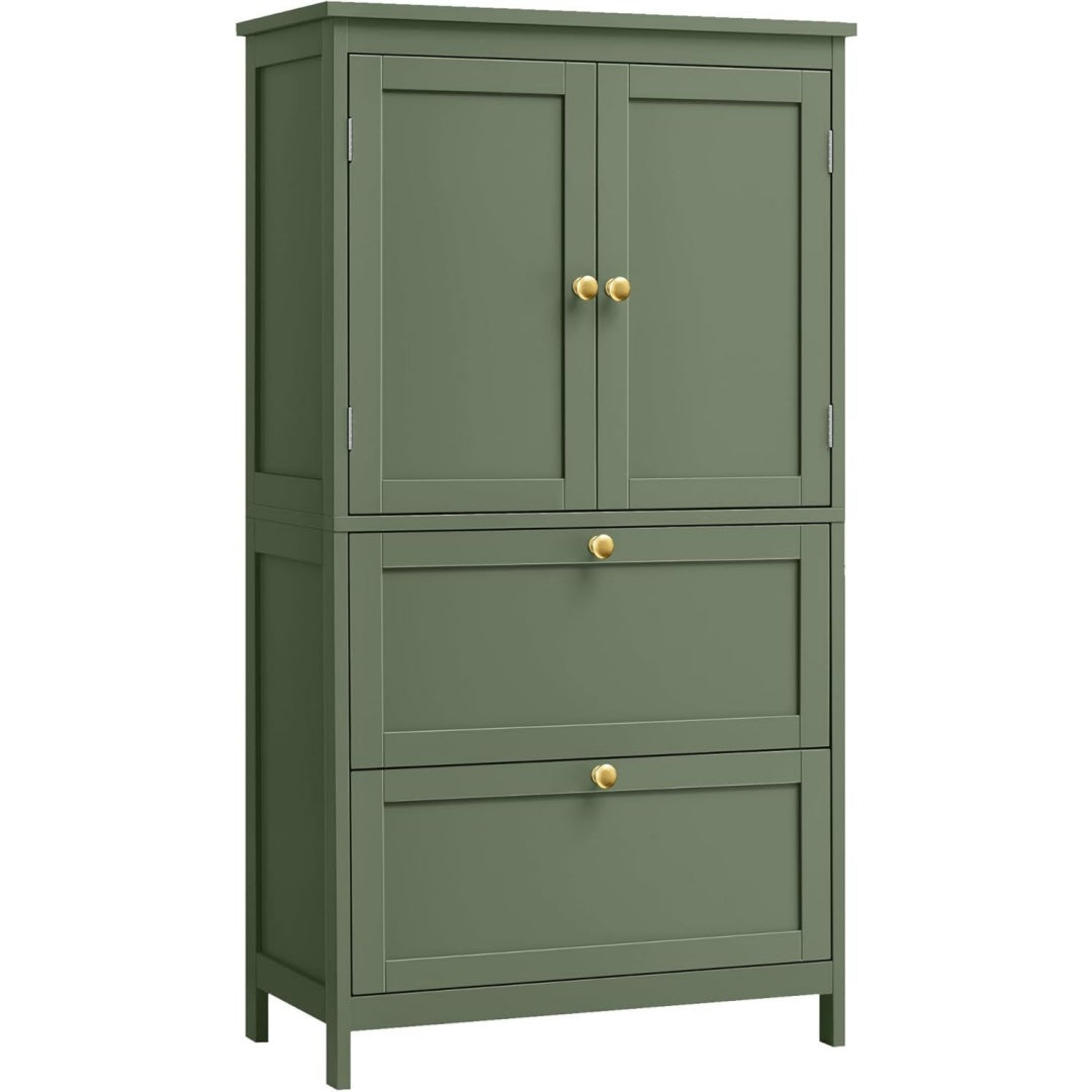 badezimmerschrank mit 2 tueren und 2 schubladen 30 x 60 x 110 cm badschrank kuechenschrank verstellbare ablagen waldgruen siren kollektion bbc551c01