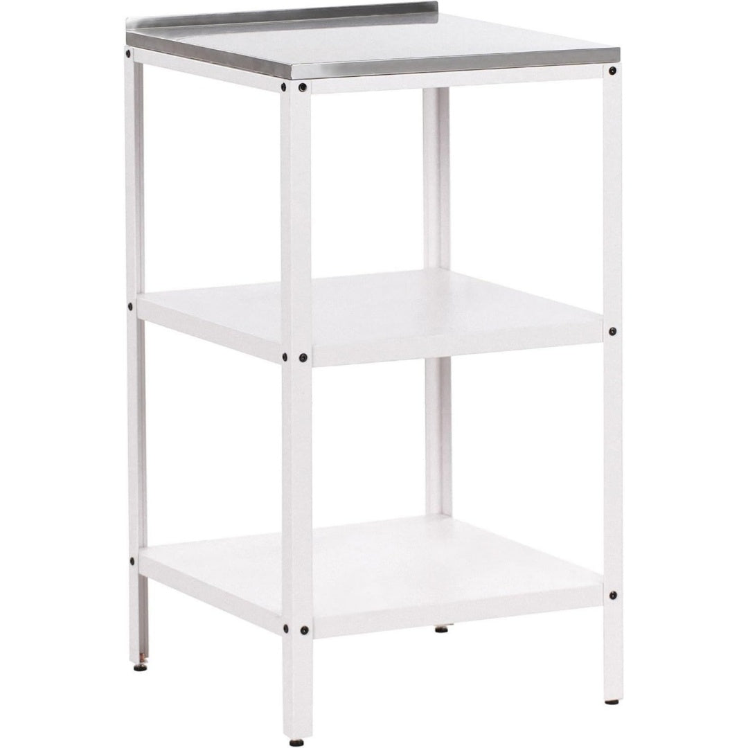 outdoor-kuecheninsel stahl weiss mit edelstahlplatte silber schmal vilama