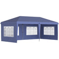 pavillon ca 3x6m wasserdicht pop-up faltpavillon fenster blau 4 seitenwaenden partyzelt mit uv-schutz oxford gartenpavillon inkl tragetasche gartenzelt fuer balkon terrasse