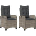 gartensessel mit kissen 2 stk verstellbar grau poly rattan