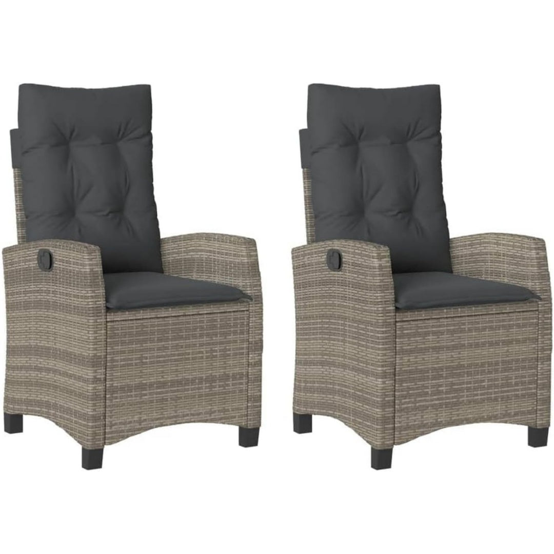 gartensessel mit kissen 2 stk verstellbar grau poly rattan