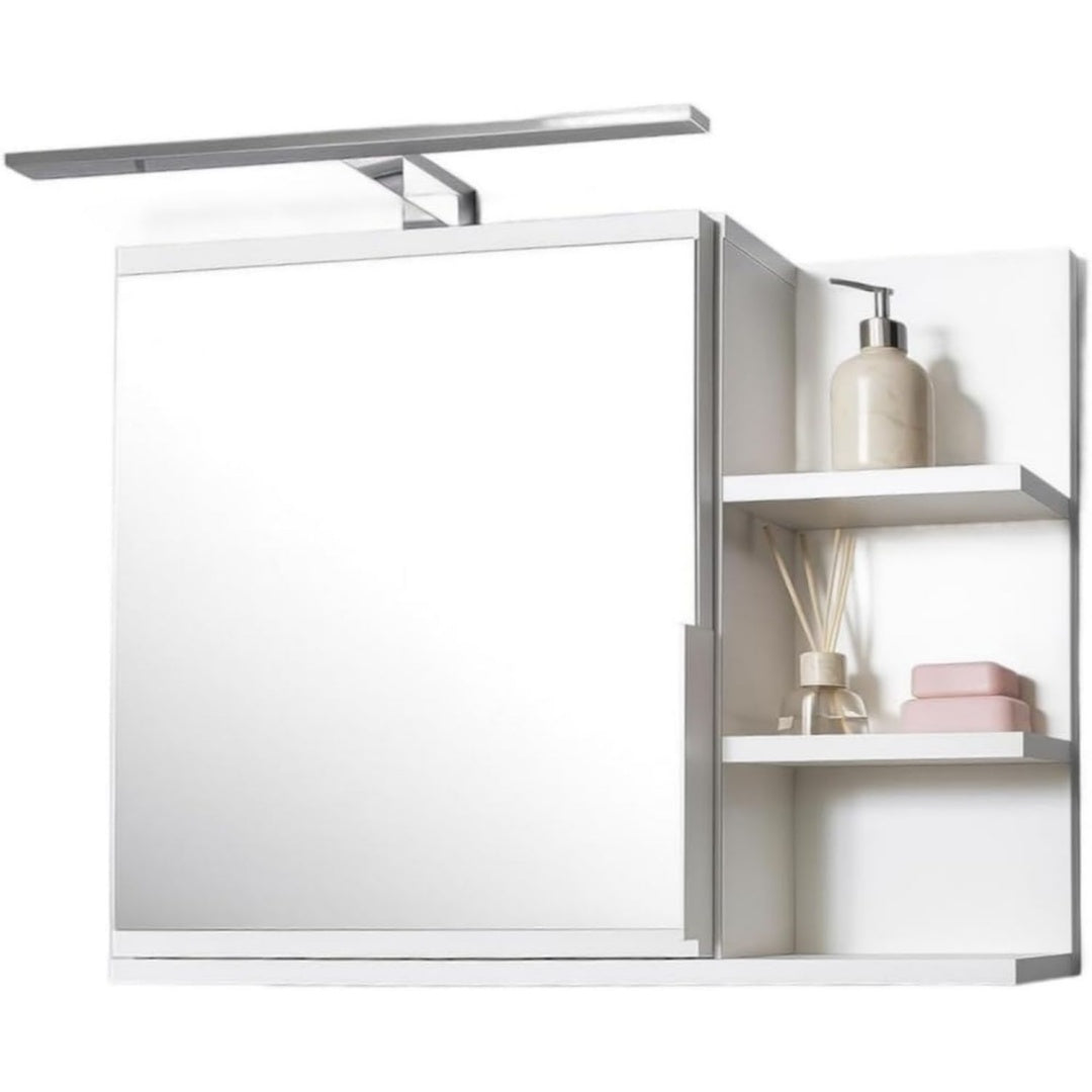 spiegelschrank 60x50 weiss badezimmerschrank mit ablagen badezimmerspiegel haengeschrank led lampe - recht