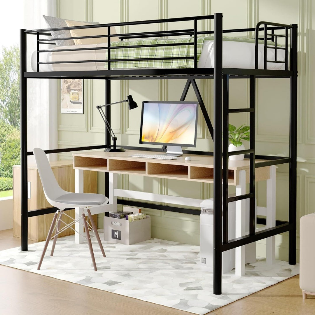 vecelo etagenbett 90 x 200 cm aus metall hochbett mit 150 cm bodenfreiheit abnehmbare leiter und hohes sicherheitsgelaender geraeuschfrei konstruiert fuer kinder jugendliche und erwachsene schwarz