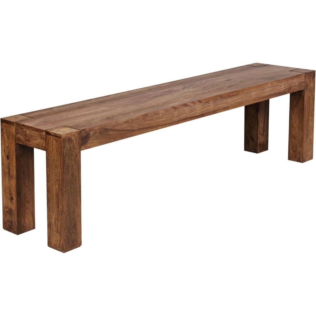 wohnling sitzbank mumbai 160x35x45 cm sheesham massivholz natur essbank im landhausstil mit 4 standbeinen holzbank fuer esstisch und flur handgefertigtes unikat kuechenbank massiv
