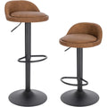 eugad barhocker 2er set 360 drehstuhl barstuhl mit rueckenlehne fussstuetze 120kg belastbar hoehenverstellbar kunstleder metall braun 0914by-2