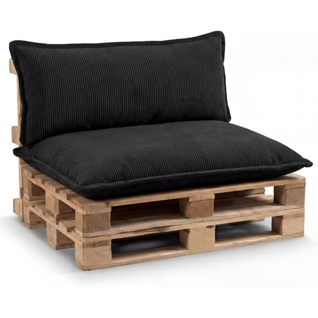 gutekissen palettenkissen set sitzkissen fuer europaletten palettenpolster gefuellt mit granuliertem poulirette-schaum pll schwarz set sitzkissen 120x80 rueckenlehne 120x40