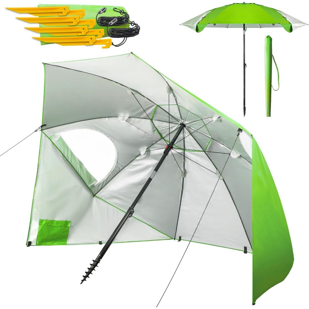 menz sonnenschirm strand windfest stabil 220 cm fb gruen funktionale upf 50 sonnenschirm muschel strandschirm mit seitenwand sonnenschutz strand