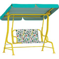 kinder hollywoodschaukel 2-sitzer mit sonnendach 3-6 jahre gruen kinderschaukel gartenschaukel verstellbarem sonnendach sicherheitsgurt schaukelbank garten terrasse bis 60 kg