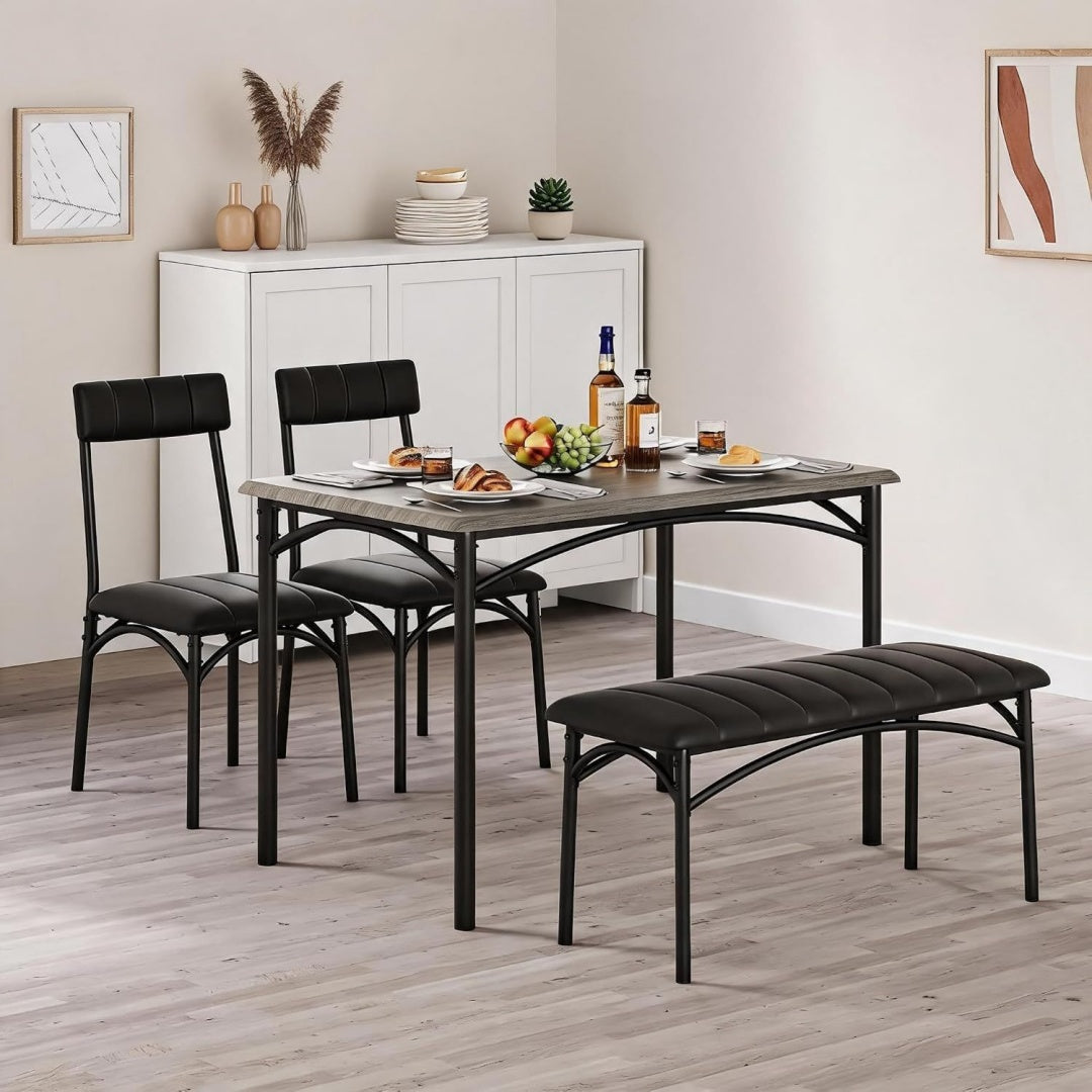 esstisch mit 4 stuehlen kuechentisch 110x70cm grosse tischplatte 90x35cm bank 43x43cm gepolsterte sitzflaeche